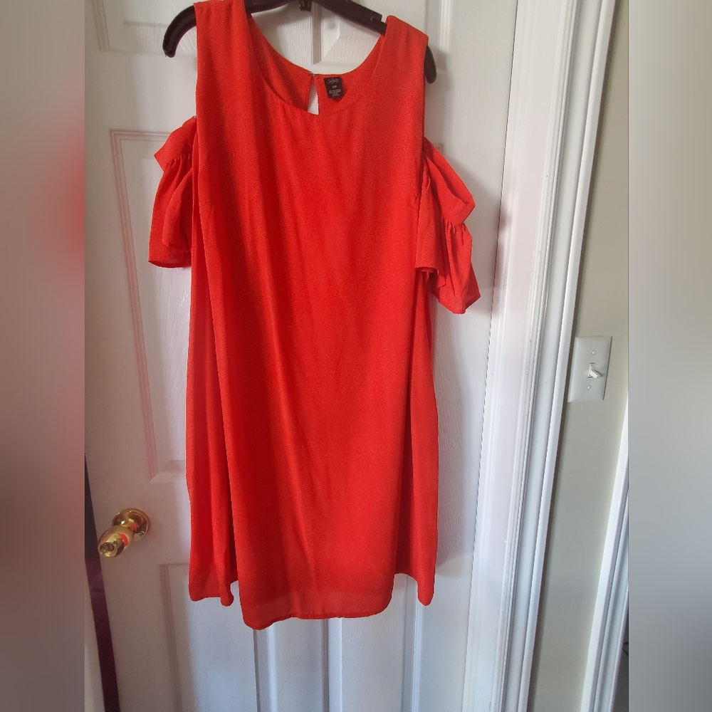 Vibrant Red Sundress with Cold Shoulder and Flutter Sleeves for Night Out